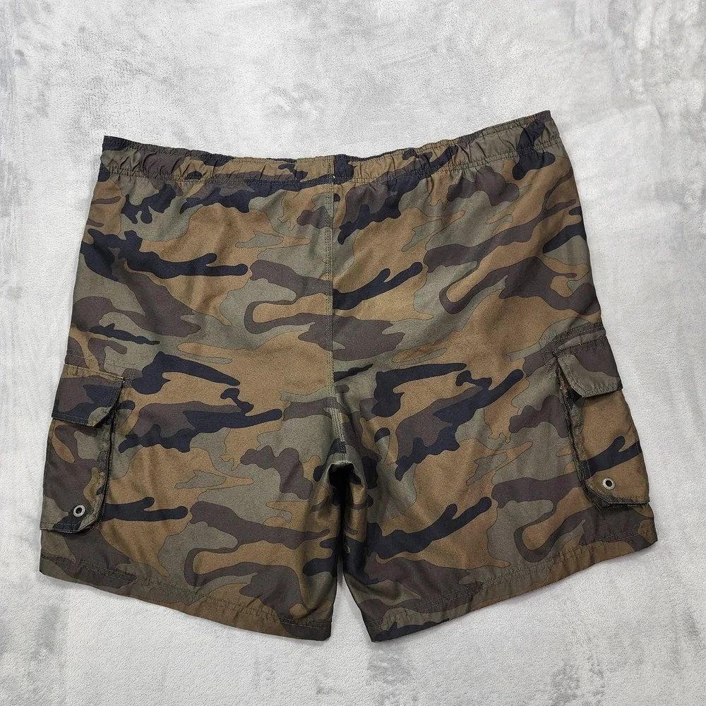 Op Swim Trunks Mens 2XL Green Camo Cargo Lined Drawstring Pockets Beach Summer